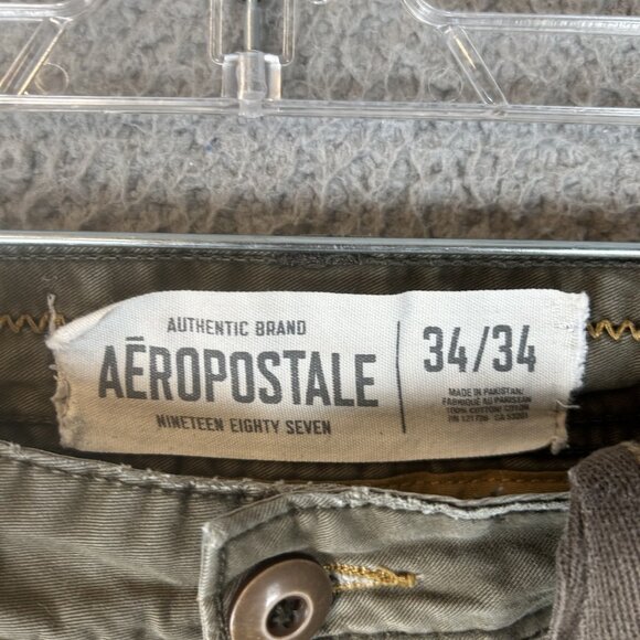 Vintage Aeropostale Pants Mens 33x32 Beige Cargo Paratrooper Drawstring Y2K - Picture 3 of 7